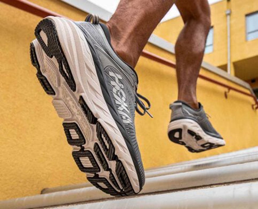 Hoka One One Mens Running Shoes - Bondi 7 - Grey - XAJV48375
